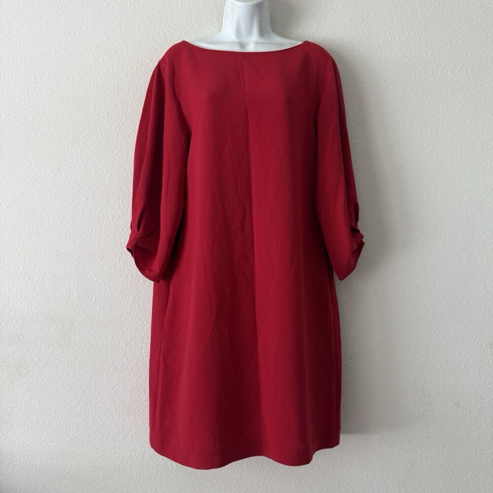 Lafayette 148 Shift Dress Women’s M Red Spark Quiet Luxury Party Career Pockets